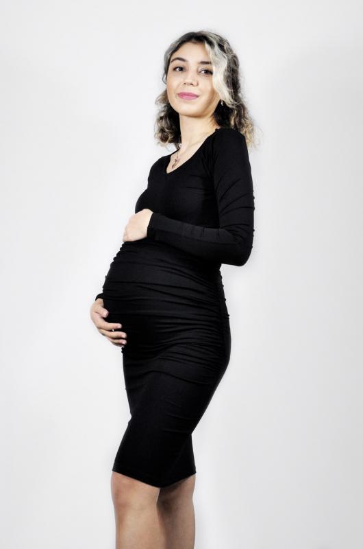 Merliyn Yanı büzgülü uzun kollu hamile Elbise MR-148