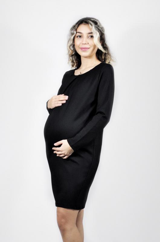 Merliyn Uzun kollu Önü Pileli hamile Elbise MR-150