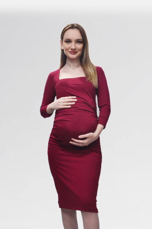 Merliyn U Yaka yanı büzgülü hamile elbise MR-271
