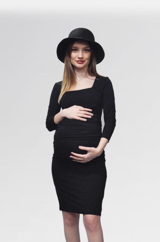 Merliyn U Yaka yanı büzgülü hamile elbise MR-271